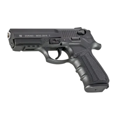 Zoraki 2918-T 9mm kurusıkı ses tabancası, polimer gövdeli yarı otomatik eğitim ve savunma silahı.