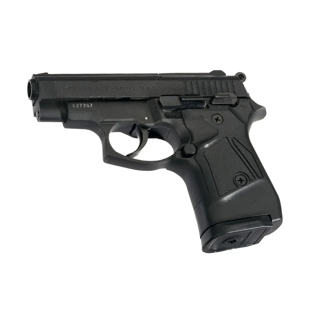 Zoraki 914 9mm Kurusıkı Tabanca Zoraki 914 9mm kurusıkı ses tabancası, 14+1 kapasiteli yarı otomatik taktik eğitim silahı.