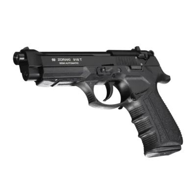 Zoraki 918 9mm yarı otomatik siyah kurusıkı ses tabancası, taktik ve eğitim amaçlı.