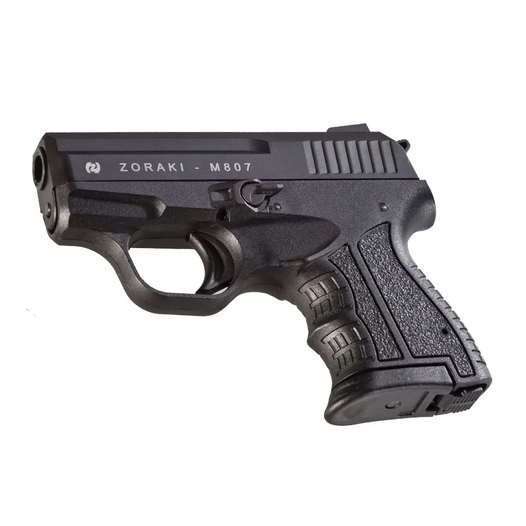 Zoraki M807 Kompakt Kurusıkı Tabanca Zoraki M807 9mm kompakt kurusıkı ses tabancası polimer gövdesiyle ergonomik bir kullanım sunar.