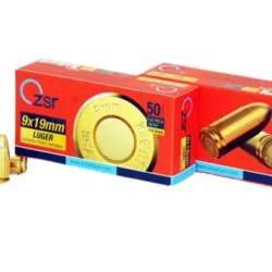 ZSR 9x19mm Parabellum Luger FMJ 115 Grain tabanca fişeği, taktik atış ve poligon mühimmatı.