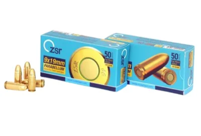 ZSR 9x19mm Parabellum Luger FMJ 124 Grain tabanca fişeği, atış ve savunma için ideal.