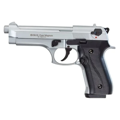 Ekol Aras Magnum 9mm kalibre yarı otomatik beyaz kurusıkı ses tabancası.