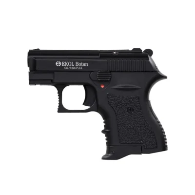 Ekol Botan 9mm P.A.K mini kurusıkı ses tabancası, mat siyah taktik tasarım.
