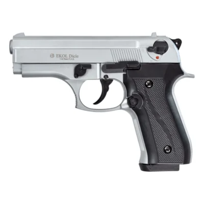 Ekol Dicle 9mm Kalibre kurusıkı ses tabancası parlak krom beyaz modeli