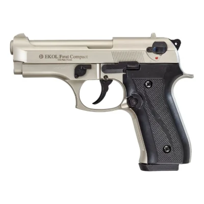 Ekol Fırat Compact 9mm saten kurusıkı ses tabancası, taktik eğitim ve atıcılık için ideal.