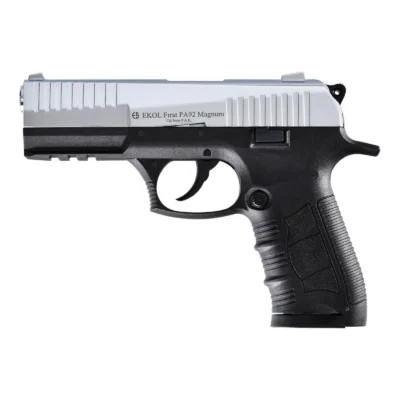 Ekol Fırat PA92 Magnum 9mm kalibre yarı otomatik parlak beyaz kurusıkı ses tabancası.