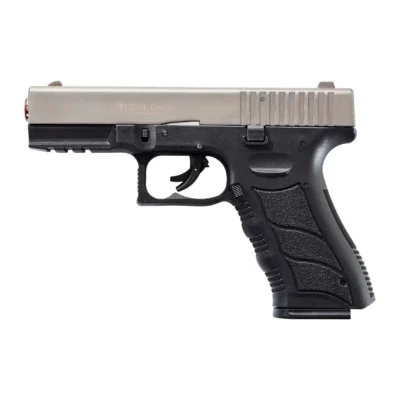 Ekol Gediz 9mm yarı otomatik saten kurusıkı ses tabancası, 17+1 kapasiteli polimer gövdeli model.