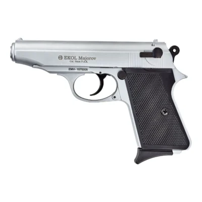 Ekol Majarov 9mm yarı otomatik beyaz kurusıkı ses tabancası, taktik eğitim ve pratik amaçlı.