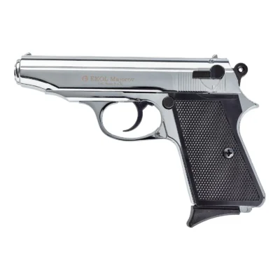 Ekol Majarov 9mm kurusıkı ses tabancası, parlak beyaz rengiyle taktik ve outdoor kullanıma uygundur.