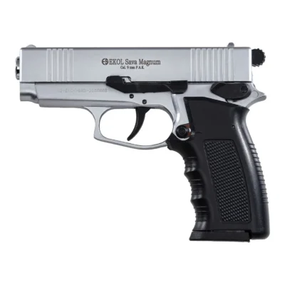 Ekol Sava Magnum 9mm yarı otomatik kurusıkı ses tabancası beyaz renk seçeneği.
