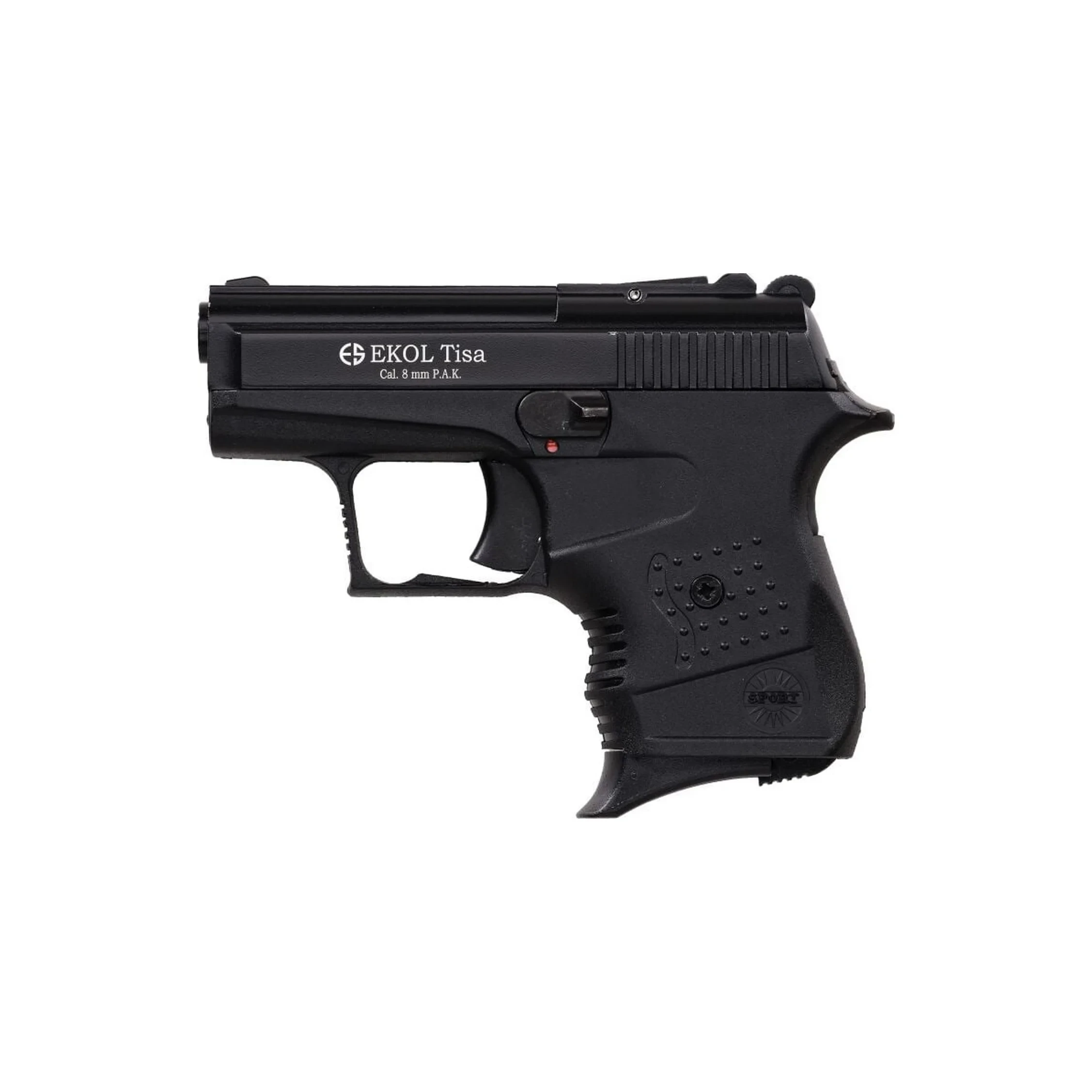 Ekol TİSA 8mm Kurusıkı Tabanca Ekol TİSA 8mm yarı otomatik mini kurusıkı ses tabancası, yüksek ses gücü ve kompakt tasarım.