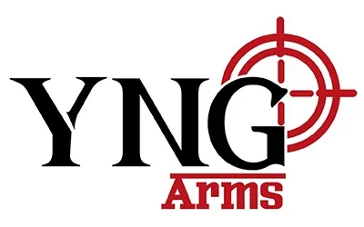 YNG Arms resmi logosu, yüksek performanslı ateşli silahlar ve taktik teçhizat üreticisi.